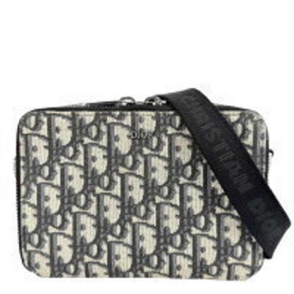 Christian Dior Shoulder Bag Oblique Strap Clutch Messenger Crossbody Navy Blue